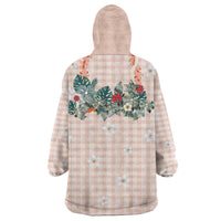 Peach Hawaiian Palaka Wearable Blanket Hoodie Kukui Nut Money Lei - Polynesian Pride