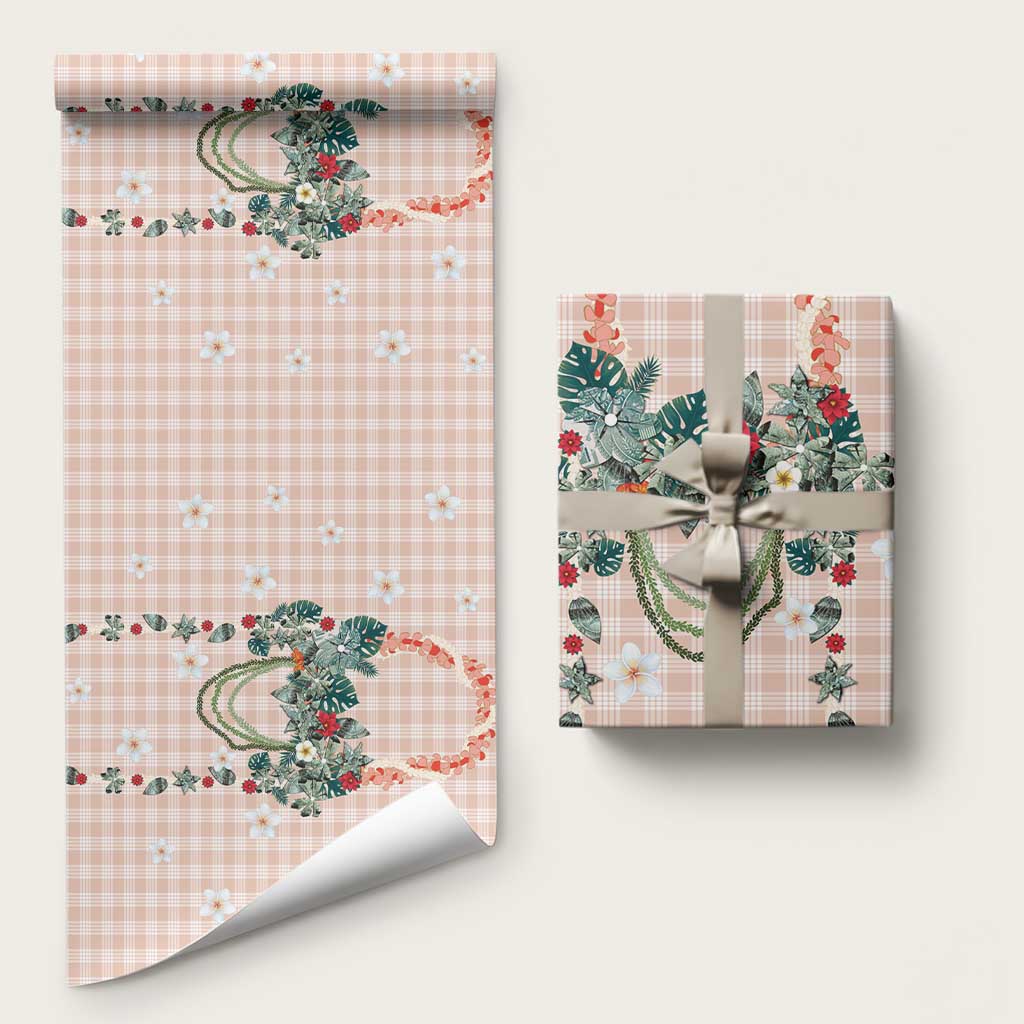 Peach Hawaiian Palaka Wrapping Paper Kukui Nut Money Lei LT9 58" × 23" Peach - Polynesian Pride