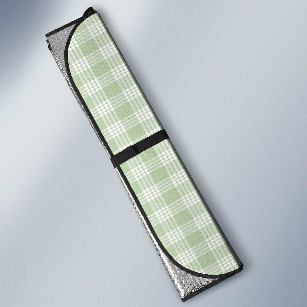 Sage Green Hawaiian Palaka Auto Sun Shade Kukui Nut Money Lei - Polynesian Pride