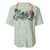 Sage Green Hawaiian Palaka Baseball Jersey Kukui Nut Money Lei - Polynesian Pride