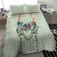 Sage Green Hawaiian Palaka Bedding Set Kukui Nut Money Lei - Polynesian Pride