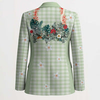 Sage Green Hawaiian Palaka Blazer Kukui Nut Money Lei - Polynesian Pride