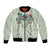 Sage Green Hawaiian Palaka Bomber Jacket Kukui Nut Money Lei - Polynesian Pride