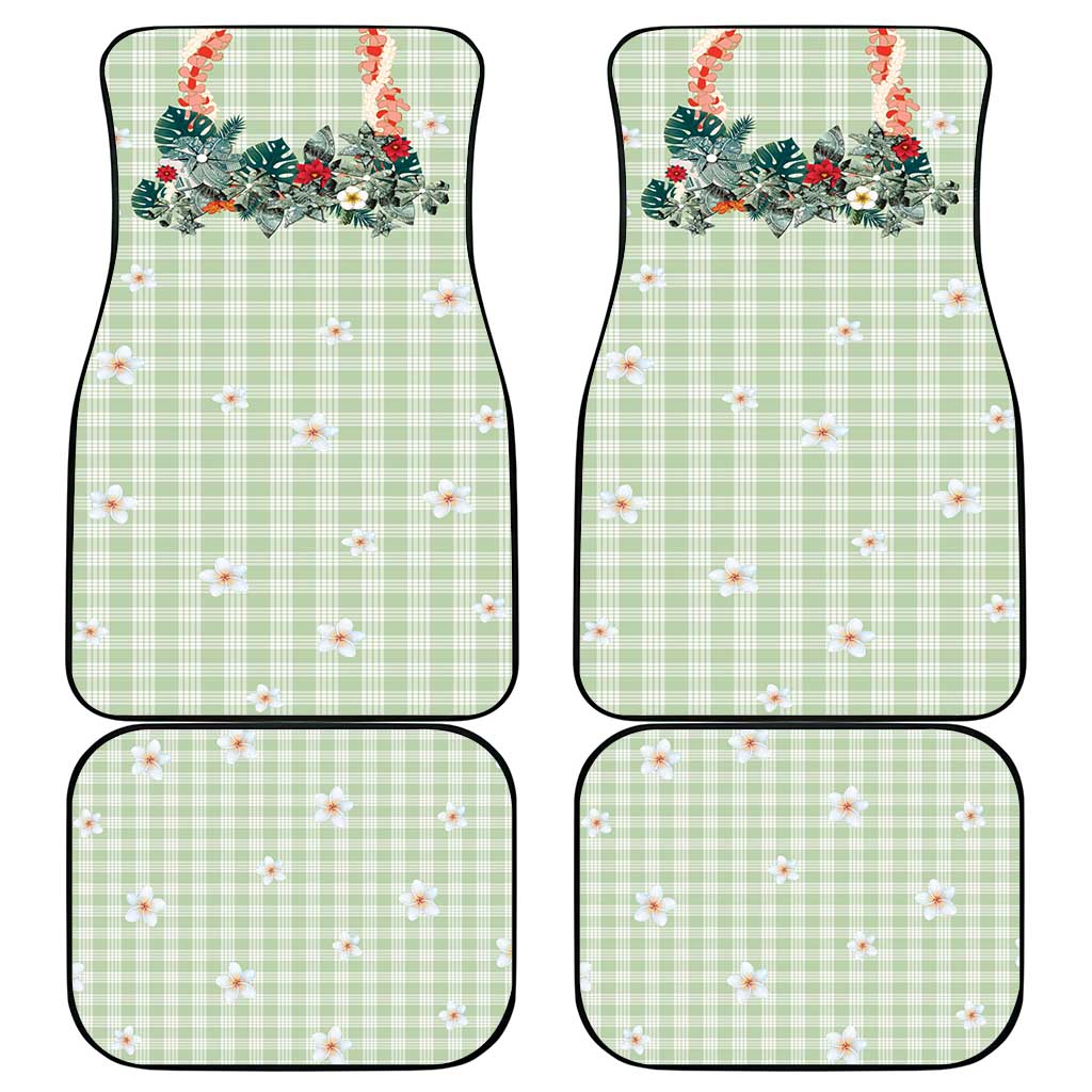 Sage Green Hawaiian Palaka Car Mats Kukui Nut Money Lei - Polynesian Pride
