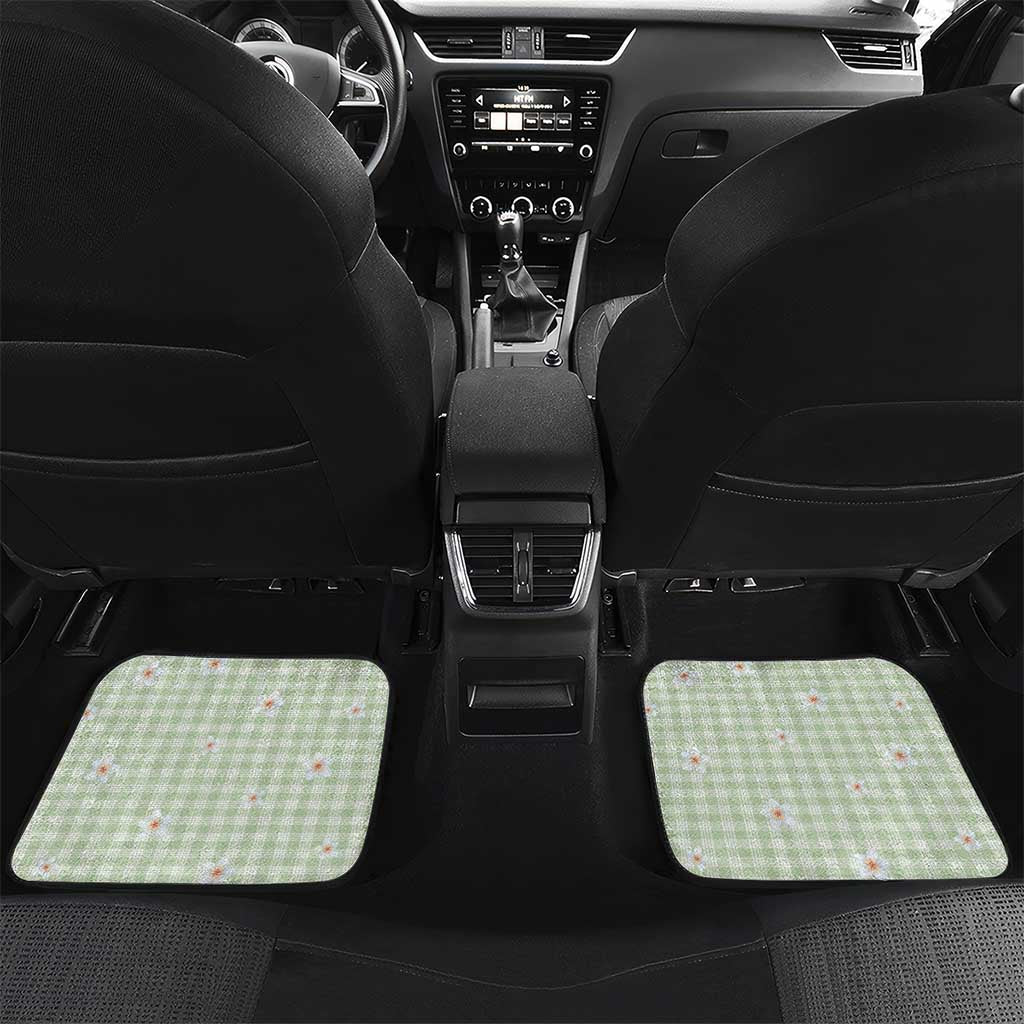 Sage Green Hawaiian Palaka Car Mats Kukui Nut Money Lei - Polynesian Pride