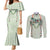 Sage Green Hawaiian Palaka Couples Matching Mermaid Dress and Long Sleeve Button Shirt Kukui Nut Money Lei - Polynesian Pride