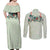 Sage Green Hawaiian Palaka Couples Matching Off Shoulder Maxi Dress and Long Sleeve Button Shirt Kukui Nut Money Lei - Polynesian Pride