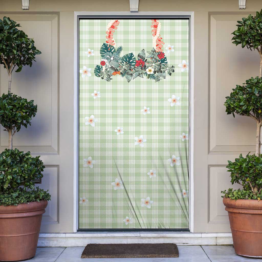 Sage Green Hawaiian Palaka Door Cover Kukui Nut Money Lei - Polynesian Pride