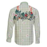 Sage Green Hawaiian Palaka Family Matching Mermaid Dress and Hawaiian Shirt Kukui Nut Money Lei - Polynesian Pride