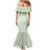 Sage Green Hawaiian Palaka Family Matching Mermaid Dress and Hawaiian Shirt Kukui Nut Money Lei - Polynesian Pride