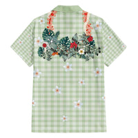 Sage Green Hawaiian Palaka Family Matching Puletasi and Hawaiian Shirt Kukui Nut Money Lei - Polynesian Pride