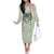 Sage Green Hawaiian Palaka Off The Shoulder Long Sleeve Dress Kukui Nut Money Lei - Polynesian Pride