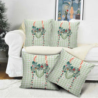 Sage Green Hawaiian Palaka Pillow Cover Kukui Nut Money Lei - Polynesian Pride