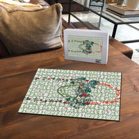 Sage Green Hawaiian Palaka Puzzle Kukui Nut Money Lei - Polynesian Pride