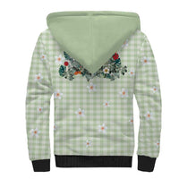 Sage Green Hawaiian Palaka Sherpa Hoodie Kukui Nut Money Lei - Polynesian Pride