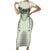 Sage Green Hawaiian Palaka Short Sleeve Bodycon Dress Kukui Nut Money Lei - Polynesian Pride