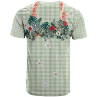 Sage Green Hawaiian Palaka T Shirt Kukui Nut Money Lei - Polynesian Pride