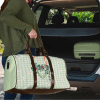 Sage Green Hawaiian Palaka Travel Bag Kukui Nut Money Lei - Polynesian Pride