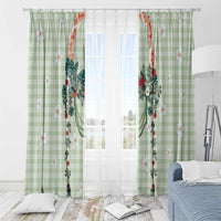 Sage Green Hawaiian Palaka Window Curtain Kukui Nut Money Lei - Polynesian Pride