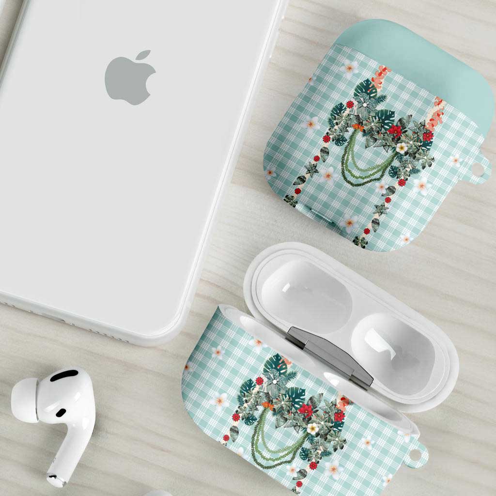 Turquoise Hawaiian Palaka AirPods Case Kukui Nut Money Lei - Polynesian Pride