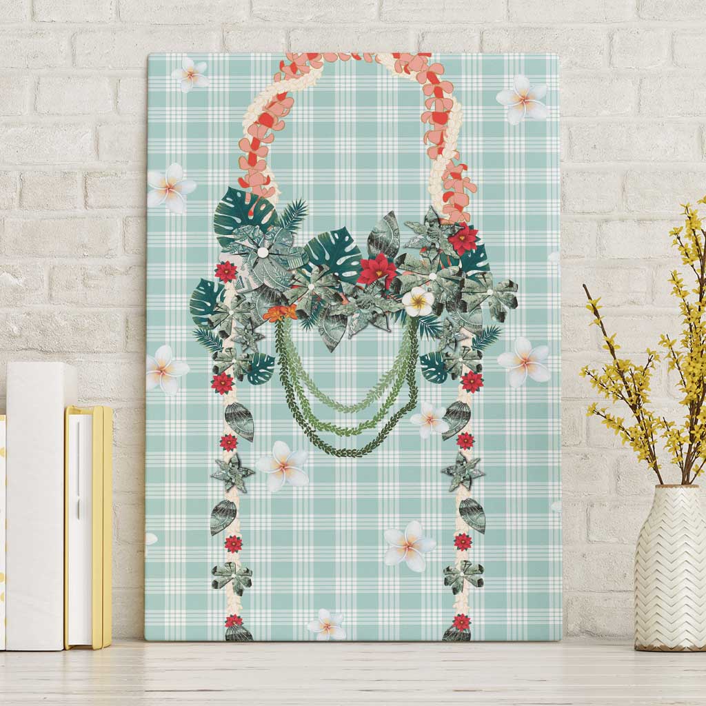 Turquoise Hawaiian Palaka Canvas Wall Art Kukui Nut Money Lei - Polynesian Pride