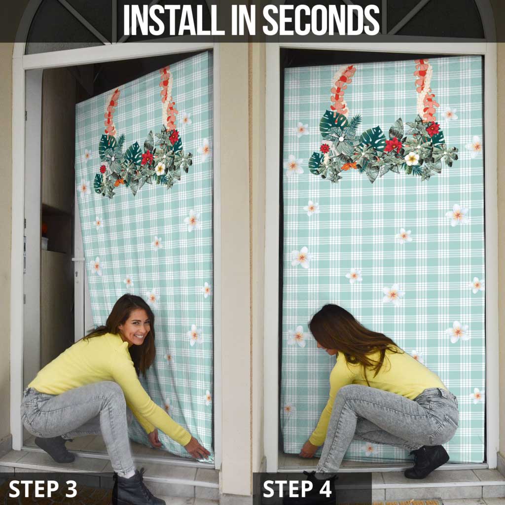 Turquoise Hawaiian Palaka Door Cover Kukui Nut Money Lei - Polynesian Pride