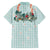 Turquoise Hawaiian Palaka Family Matching Off Shoulder Maxi Dress and Hawaiian Shirt Kukui Nut Money Lei - Polynesian Pride