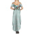 Turquoise Hawaiian Palaka Family Matching Summer Maxi Dress and Hawaiian Shirt Kukui Nut Money Lei - Polynesian Pride
