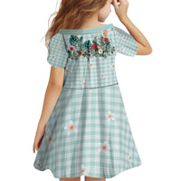 Turquoise Hawaiian Palaka Kid Short Sleeve Dress Kukui Nut Money Lei - Polynesian Pride