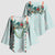 Turquoise Hawaiian Palaka Kimono Sleeve Blouse Kukui Nut Money Lei - Polynesian Pride