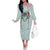 Turquoise Hawaiian Palaka Off The Shoulder Long Sleeve Dress Kukui Nut Money Lei - Polynesian Pride