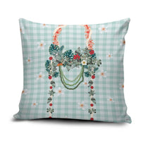 Turquoise Hawaiian Palaka Pillow Cover Kukui Nut Money Lei - Polynesian Pride