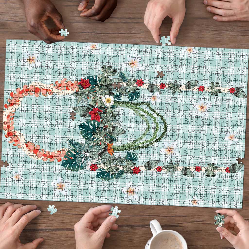 Turquoise Hawaiian Palaka Puzzle Kukui Nut Money Lei - Polynesian Pride