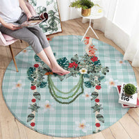 Turquoise Hawaiian Palaka Round Carpet Kukui Nut Money Lei - Polynesian Pride