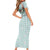 Turquoise Hawaiian Palaka Short Sleeve Bodycon Dress Kukui Nut Money Lei - Polynesian Pride