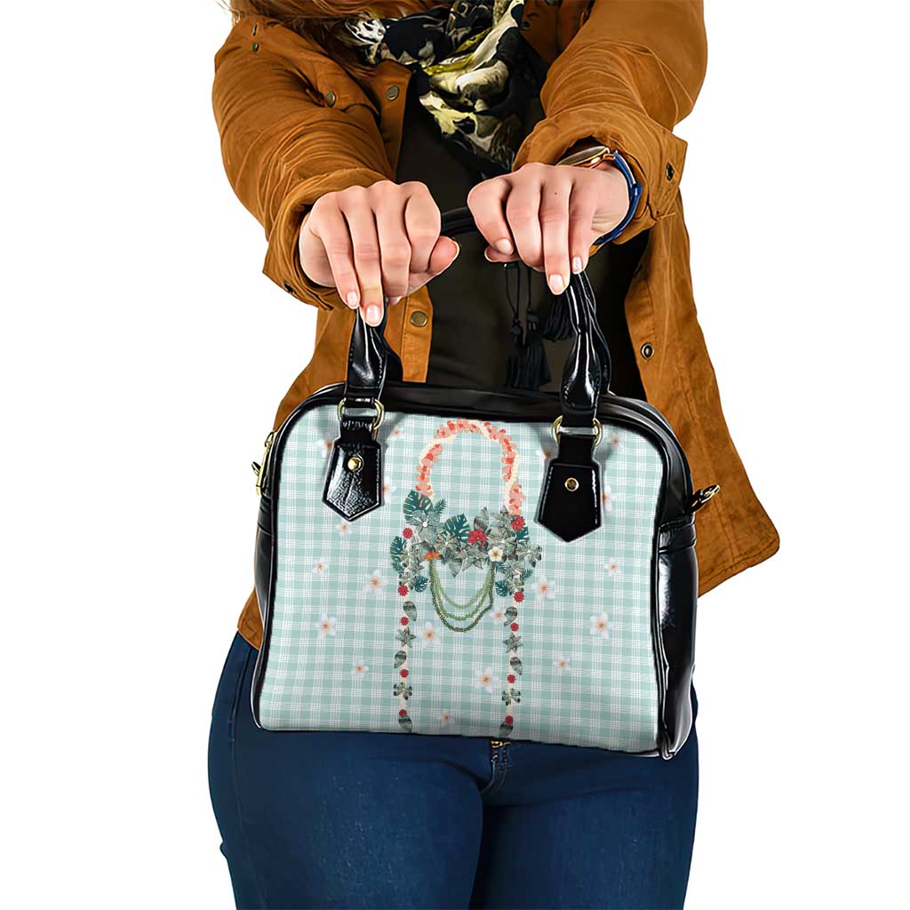 Turquoise Hawaiian Palaka Shoulder Handbag Kukui Nut Money Lei - Polynesian Pride