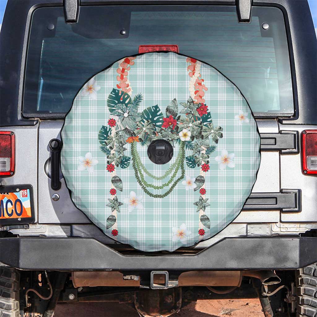 Turquoise Hawaiian Palaka Spare Tire Cover Kukui Nut Money Lei - Polynesian Pride