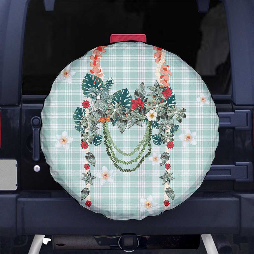 Turquoise Hawaiian Palaka Spare Tire Cover Kukui Nut Money Lei - Polynesian Pride