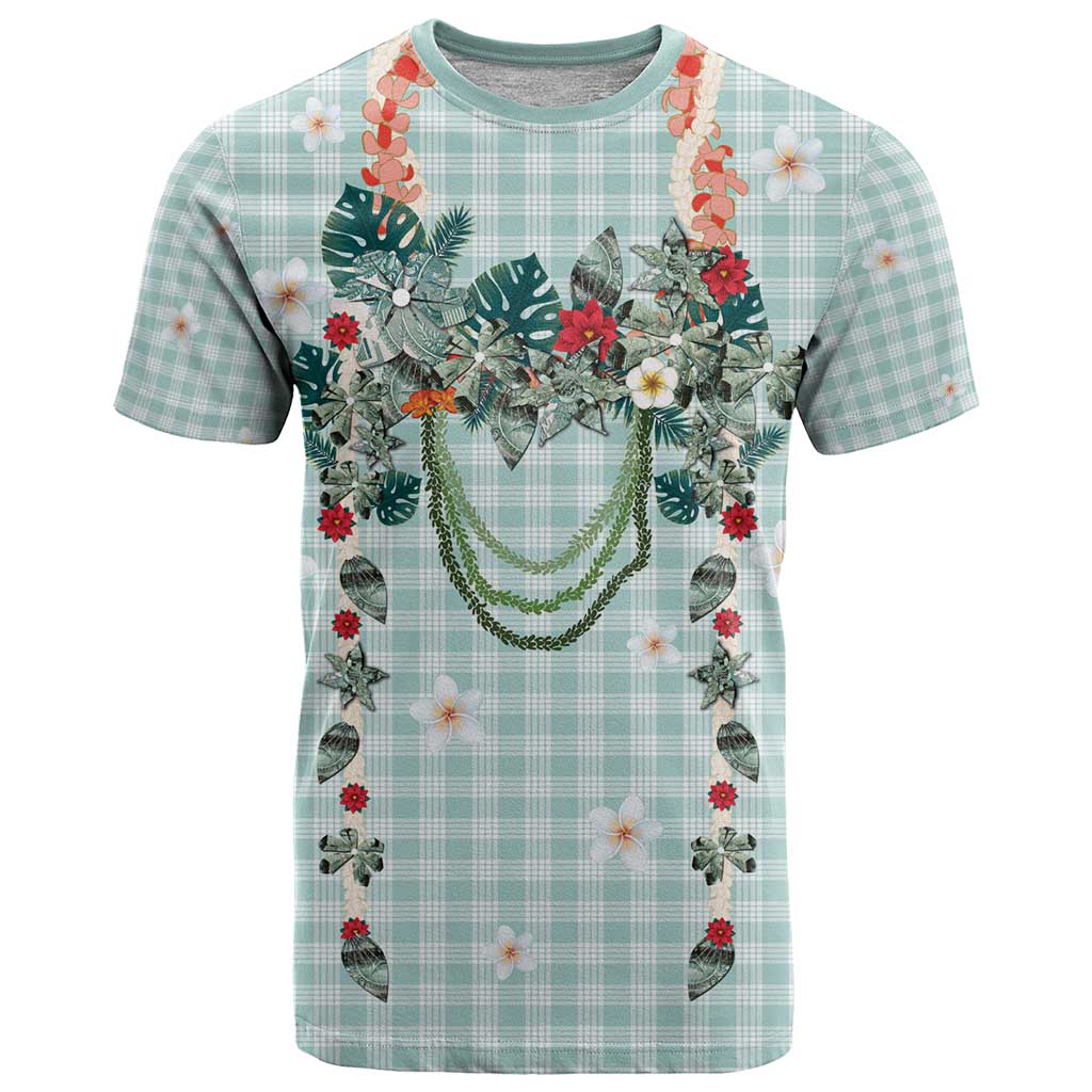 Turquoise Hawaiian Palaka T Shirt Kukui Nut Money Lei - Polynesian Pride