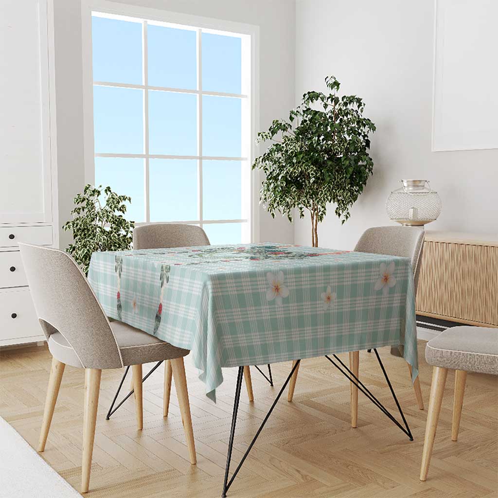 Turquoise Hawaiian Palaka Tablecloth Kukui Nut Money Lei - Polynesian Pride