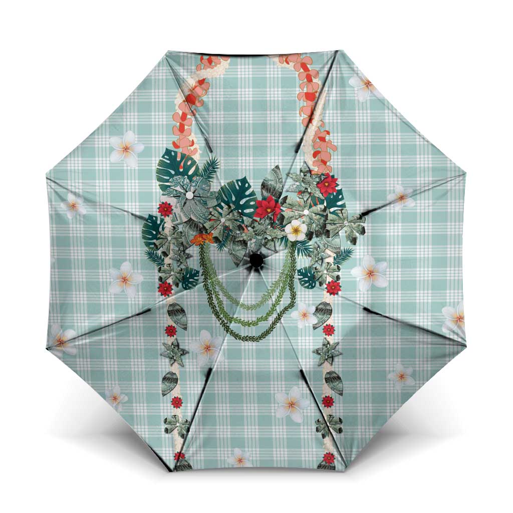 Turquoise Hawaiian Palaka Umbrella Kukui Nut Money Lei - Polynesian Pride