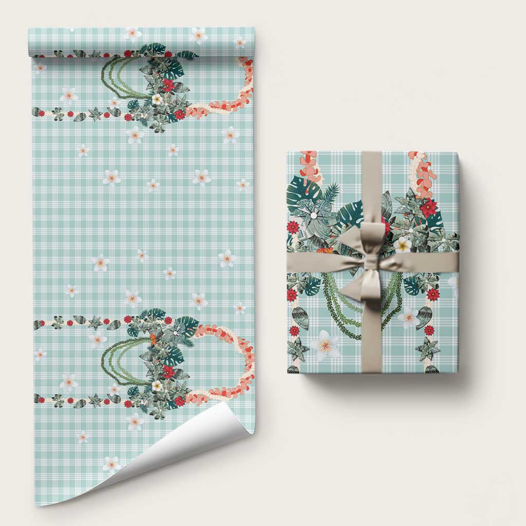 Turquoise Hawaiian Palaka Wrapping Paper Kukui Nut Money Lei LT9 58" × 23" Turquoise - Polynesian Pride