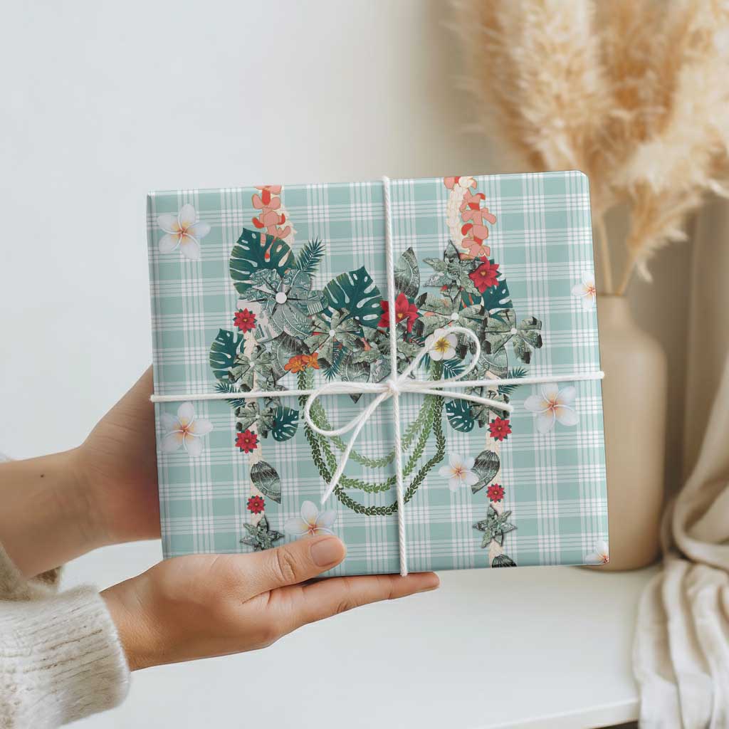 Turquoise Hawaiian Palaka Wrapping Paper Kukui Nut Money Lei - Polynesian Pride