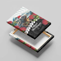 Meri Kirihimete Tuatara Canvas Wall Art New Zealand Fern with Puhutukawa Flowers