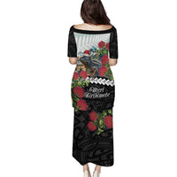 Meri Kirihimete Tuatara Puletasi New Zealand Fern with Puhutukawa Flowers