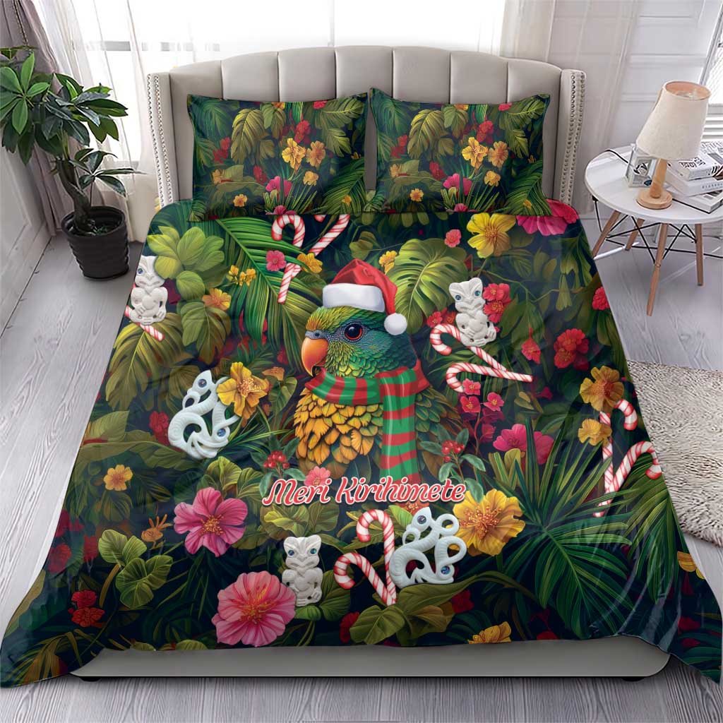 Meri Kirihimete Kakapo Santa Bedding Set Merry Christmas with Tropical Vibe