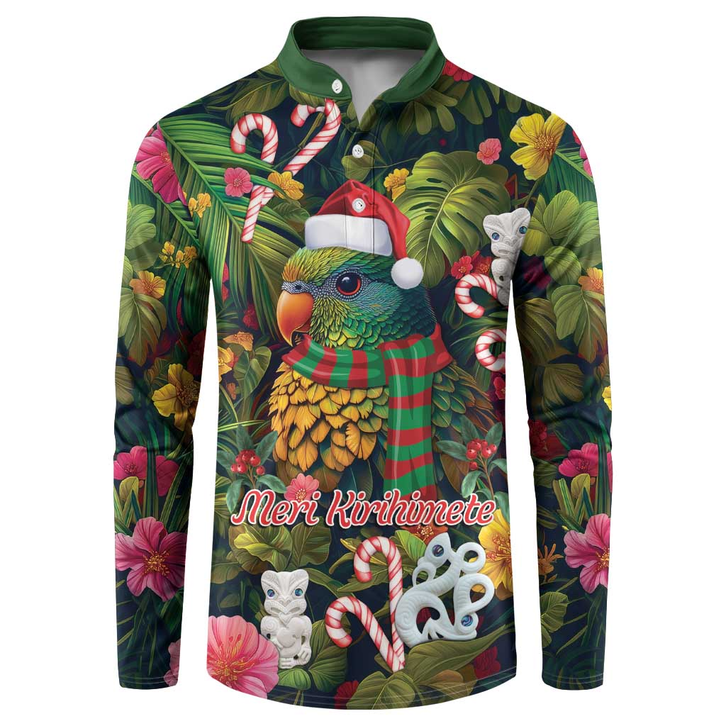 Meri Kirihimete Kakapo Santa Button Sweatshirt Merry Christmas with Tropical Vibe