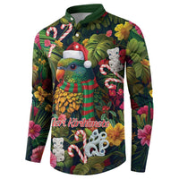 Meri Kirihimete Kakapo Santa Button Sweatshirt Merry Christmas with Tropical Vibe