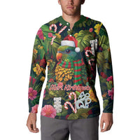 Meri Kirihimete Kakapo Santa Button Sweatshirt Merry Christmas with Tropical Vibe