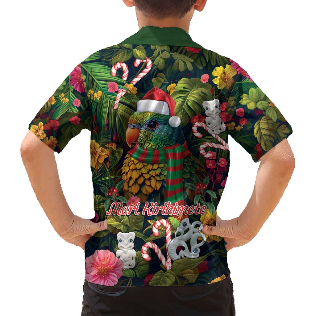 Meri Kirihimete Kakapo Santa Family Matching Long Sleeve Bodycon Dress and Hawaiian Shirt Merry Christmas with Tropical Vibe LT9 - Polynesian Pride
